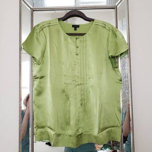NWOT Talbots Yellow Green Silk Short Sleeve Blouse